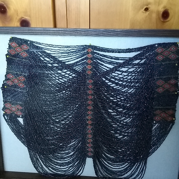 VINTAGE BEADED NECKLACE/SHALL COLOR BLUE - Picture 3 of 11